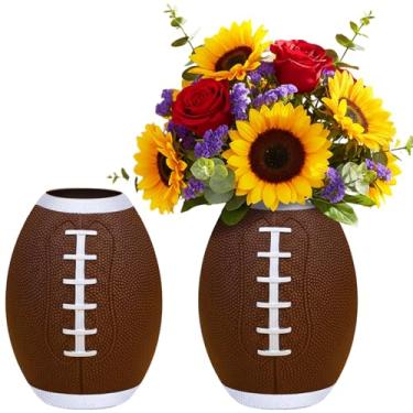 Imagem de Qinyoung 2 peças de centro de mesa de futebol para decoração de vasos de futebol de rúgbi fofos vasos de flores de rúgbi, suporte de utensílio de rúgbi, copo de lápis para decoração de mesa de casa