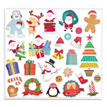 Imagem de Cartela de Adesivos Festa de Natal do Papai Noel Decoração Natalina