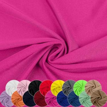 Imagem de Tecido de nylon elastano, 80% nylon, 20% elastano, tecido de lycra, roupa de banho, tecido esportivo elástico em 4 direções, dança, ioga (vermelho rosado, 1 jarda)