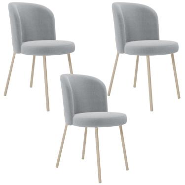 Imagem de Kit 03 Cadeiras Para Sala de Jantar Cozinha Estofada Gavi Arena L02 Bouclê Cinza - Lyam Decor