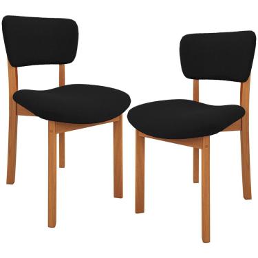 Imagem de Kit 02 Cadeiras Para Sala de Jantar Cozinha Living Estofada Dara L02 Bouclê Preto - Lyam Decor