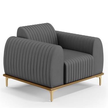 Imagem de Poltrona Pés Metalizado D'Ouro Molino D02 Veludo Cinza C-317