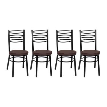 Imagem de Kit 4 Cadeiras Cp34 Pintadas Pretas Debrum Treparoni Preto Com Marrom