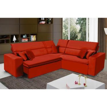 Imagem de Sofá Milão 2.50x2.50m De Canto, Retrátil E Reclinável - Vermelho