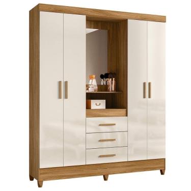 Imagem de Guarda Roupa Casal Capela 4p 165 Cm Capri Freijo Off White Moval