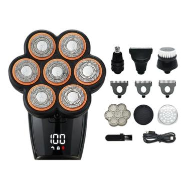 Imagem de Aparelho de Barbear Multifuncional Sete Lâminas Magnético com Tecnologia Sucção Magnética para Desmontagem e Montagem Rápida Lâmina Múltiplos Ângulos Corte Barba Longa Curta Cortar Sobrancelhas Limpez