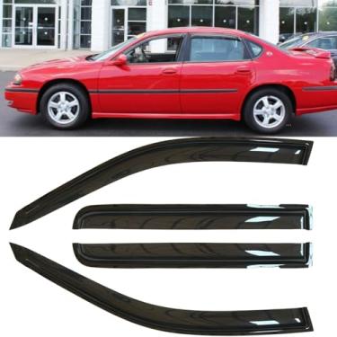 Imagem de Deebior 4 peças de proteção de chuva de janela estilo montagem externa durável defletores de vento laterais fumaça escura agradável viseira de janela de ventilação apto para Chevy 2000-2005 Impala