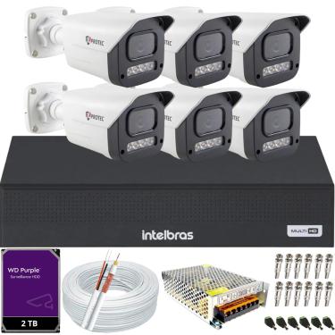 Imagem de Kit 6 Câmeras Full Color C/Áudio Dvr Intelbras 8ch 2TB Purple