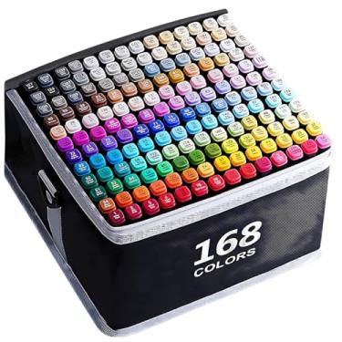 Imagem de IMAGLINTS Marcadores de álcool, 168 cores com caneta de desenho de base, marcadores artísticos de ponta dupla para esboços de ilustrações de anime