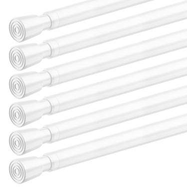Imagem de FVONZON Varão de cortina de tensão branco hastes de cortina de tensão de mola 66-99 cm, pacote com 6 hastes de mola ajustáveis, haste de tensão extensível para armário, janela, cozinha, estante de