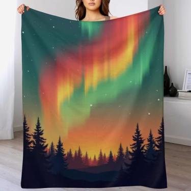 Imagem de Cobertor Forest Aurora, cobertor felpudo curativo, cobertor de flanela ultramacio e aconchegante, cobertores de lã leves para cama, sofá, 101 x 127 cm