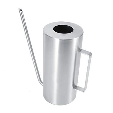 Imagem de 1 regador de plantas de aço inoxidável 5L para ambientes internos e externos com bico longo para pátio, jardim, alça ergonomicamente projetada e suave para uso fácil