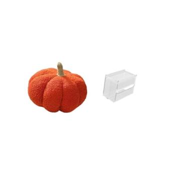 Imagem de Fenteer Almofada de Pelúcia de Abóbora de Halloween para Sofá E Caixa de Armazenamento de Papel Higiênico de Acrílico, Suporte de Lenços Decorativo Moderno Pa