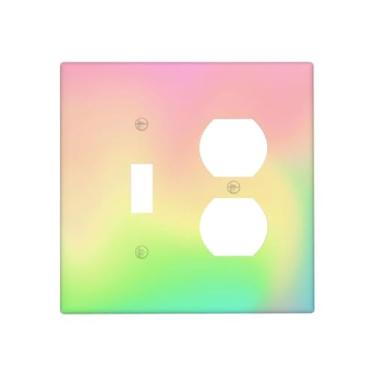 Imagem de BHGAHD Capas de tomada decorativas modernas Dreamy Pastel Gradien 2 Gang, placa de parede, interruptor único, duplex, combo de luz, capa de placa de interruptor, cor suave, arte abstrata com mistura