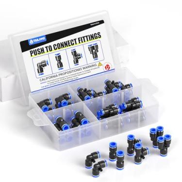 Imagem de TAILONZ PNEUMATIC 3/20.3 cm OD (5 divisores + 5 cotovelos + 5 dentes + 5 retos)/OD de 10 mm (5 divisores + 5 cotovelos + 5 tee + 5 retos) kit de acessórios pneumáticos de encaixe de encaixe pneumático