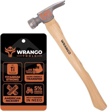 Imagem de Wrango Martelo de moldura de titânio da Tools – Cabeça de 396.9 g, cabo de madeira de 43.2 cm, face fresada, mastro de 38 mm de diâmetro
