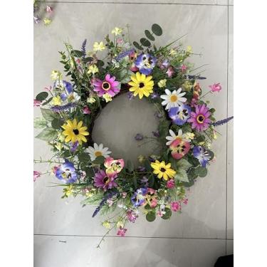 Imagem de Yawwind Guirlanda de mola de 56 cm com flores silvestres