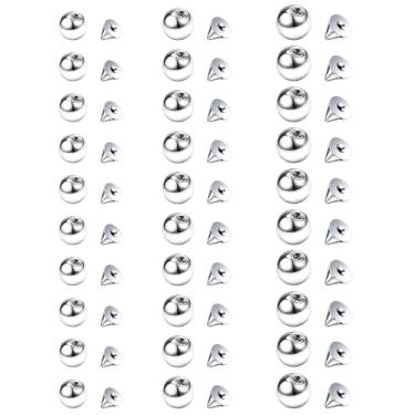 Imagem de 60 peças de bolas de piercing de 16 g bolas de substituição com pontas externamente rosqueadas bola de aço cirúrgico para piercing joias industriais barra língua mamilo umbigo barriga piercing peças