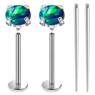 Imagem de Ruifan ASTM F136 titânio bochecha piercing barra joia 16G 14G roscado internamente lisos língua anéis opala titânio sólido labret piercing corporal joias para mulheres homens 14 mm 16 mm 19 mm, 16G