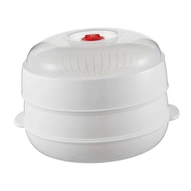 Imagem de WeiLaiKeQi Tigela vaporizadora para micro-ondas, utensílio de cozinha para micro-ondas, recipiente para alimentos, cozinhador para pãezinhos de queijo e peixe.