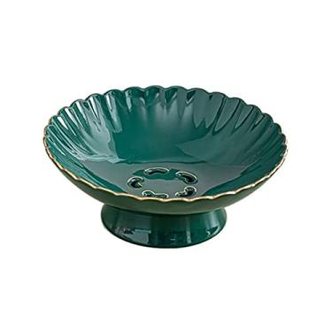 Imagem de Cesta de frutas e vegetais de bancada Prato de frutas de cerâmica com pés altos Prato de lanche doméstico Tigela de frutas drenável Bandeja de armazenamento de grande capacidade Bandeja de mesa