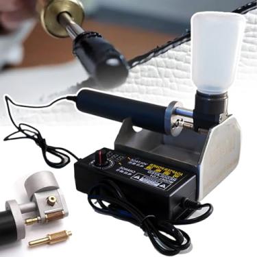 Imagem de DUANWUS Ferramenta de tingimento de pintura para bordas de couro, máquina de colorir de borda de couro portátil e balde de tinta de 50 ml para tingimento contínuo, ferramenta de reparo de bolsa