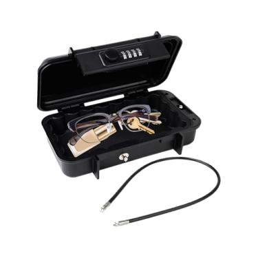 Imagem de Cofre seguro para viagem, armário de armazenamento seguro de viagem com senha de 4 dígitos, itens pequenos, corrente removível à prova d'água estojo compacto antifurto para carro