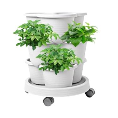 Imagem de Torre de plantador vertical - vasos de plantas de jardim com torre empilhável - kit de ferramentas de recipiente em camadas, acessórios de jardinagem, vasos de flores para vegetais, suculentas, flores