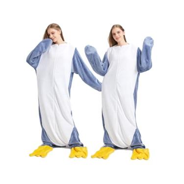 Imagem de Fantasia de macacão de animal para adulto, pijama de pinguim | Pijama de cosplay de pinguim masculino macio,Pijama engraçado de macacão de adulto para Halloween, Carnaval, Natal, Páscoa