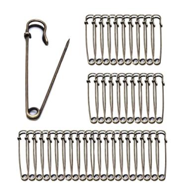 Imagem de 40 pinos de segurança grandes, pinos de segurança de aço resistente de 7 cm para roupas, cobertores, artesanato, saias, saias curtas, couro, lona e lã, etc. (Bronze)