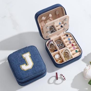 Imagem de Organizador de joias de viagem para mulheres, pequenas caixas de joias com inicial espelhada, colares, anéis, brincos, colar, armazenamento, personalizado, Natal, aniversário, presentes para ela