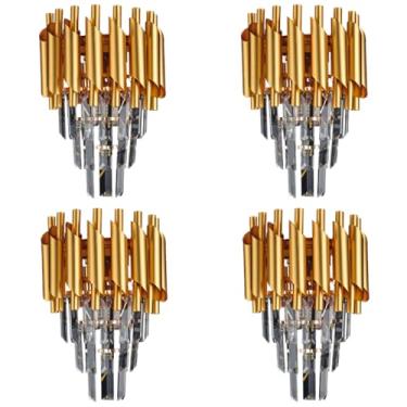 Imagem de Kit 4x Arandela Sinfonia Dourada Com Cristais Clássica 2xE14 Bivolt