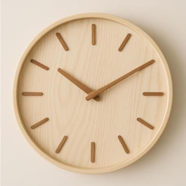 Imagem de Relógio de Parede Decorativo Estilo Madeira – Silencioso, Minimalista, 30 cm, Design Moderno para Sala, Quarto e Escritório acompanha Vela Aromática