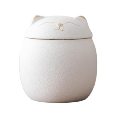 Imagem de YXCQHZM Urna memorial de cremação para animais de estimação - mini urna memorial de cerâmica - cinzas de cremação de cães gatos mini urna funeral lembrança para armazenamento seguro de cinzas (branca)