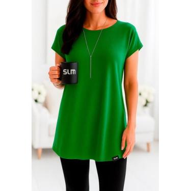 Imagem de Vestido Camisetão Slim Fitness Feminino Casual Verão, Verde, GG