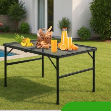 Imagem de Mesa Dobravel Portatil Grelha Churrasco Praia Camping 120x60 Preta - D