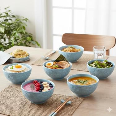 Imagem de Kit 06 Bowl Tigela Sobremesa Azul Sinuosa 360 ml Germer