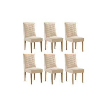 Imagem de Kit 6 Cadeiras Sala Jantar Maldivas 6 Un Madeira Capuccino-suede Creme - Rufato