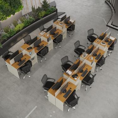 Imagem de Estação De Trabalho 16 Lugares Tech Office 16 Mesas 12 Armár - Off White E Cedro Off White E Cedro