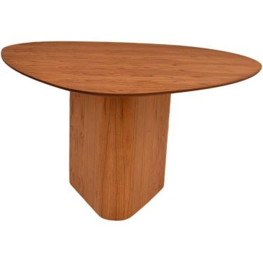 Imagem de Mesa Jantar Orgânica Ondas Base Mdf Laminado Madeira De Cinamomo Amêndoa 136x136