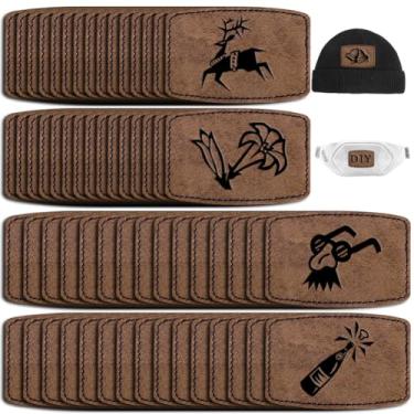 Imagem de Bestlabel 60 peças de remendos de chapéu em branco laserável quadrado rústico remendo adesivo de couro sintético remendos em branco para chapéus tecido reparo personalizado laser de costura, 7 x 5 cm