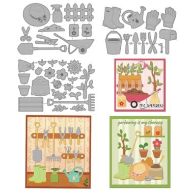 Imagem de MAYJOYDIY Ferramentas de jardim, matrizes de corte de metal, sementes de flores, estêncil, luvas para regador, molde de gravação em relevo, para fazer cartões, decoração de álbum de recortes