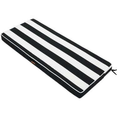 Imagem de FUNHOME Almofada de banco externa 114 x 45 cm, almofadas de móveis de pátio repelentes de água, enchimento de esponja espessa, sofá de jardim, almofadas giratórias para sofá com alça e alças