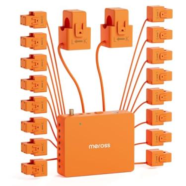 Imagem de meross Monitor de energia para casa inteligente, monitor de uso de energia, sensores de circuito 16x60A para painel elétrico doméstico, medidor de consumo de energia com medição solar e histórico de
