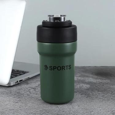 Imagem de Garrafa Térmica de Aço Inoxidável (500ml) – Design Flip Squeeze c/Canudo – Prática, Antivazamento e Portátil – Mantém a Temperatura por Longas Horas (Verde)