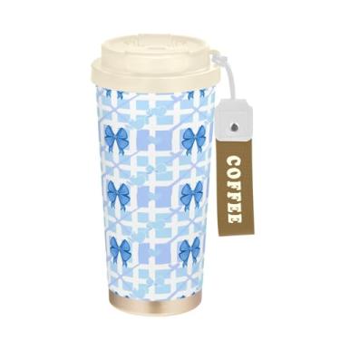 Imagem de Wassud Caneca de café de viagem com isolamento térmico vibrante Campos de flores copo à prova de vazamento com tampa e canudo garrafa de água de aço inoxidável para café quente/gelo, chá e cerveja