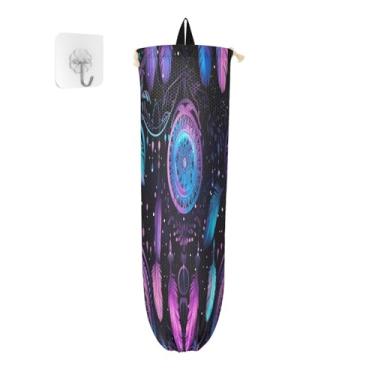 Imagem de Wassud Pacote com 2 porta-sacos plásticos coloridos para apanhador de sonhos, suporte de parede para saco de mercearia, armazenamento de cozinha para decoração de despensa de cozinha em casa