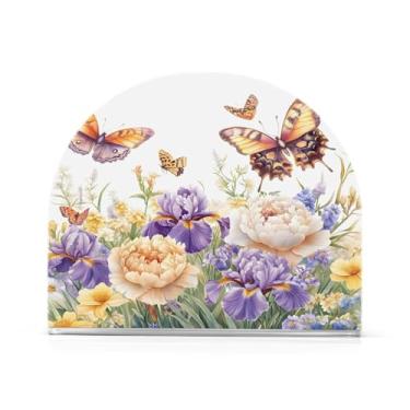 Imagem de Qilmy Porta-guardanapos para mesas de primavera flores silvestres e borboletas – Porta-guardanapos para cozinha, porta-guardanapos de mesa, porta-guardanapos de coquetel, porta-guardanapos de papel299