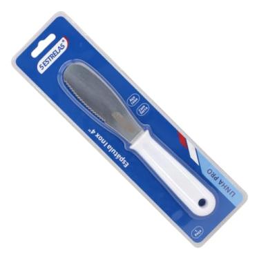 Imagem de Espátula para Manteiga com Serra em Aço Inox – Linha Pro, Cabo Branco Ergonômico, Ideal para Cortar, Passar e Servir Manteiga, Queijos e Patês com Precisão e Praticidade