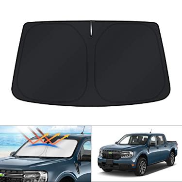 Imagem de KUST Protetor solar de para-brisa para Ford Maverick 2022 2023, protetor de viseira solar de janela com blocos dobráveis e raios UV mantém seu carro mais fresco